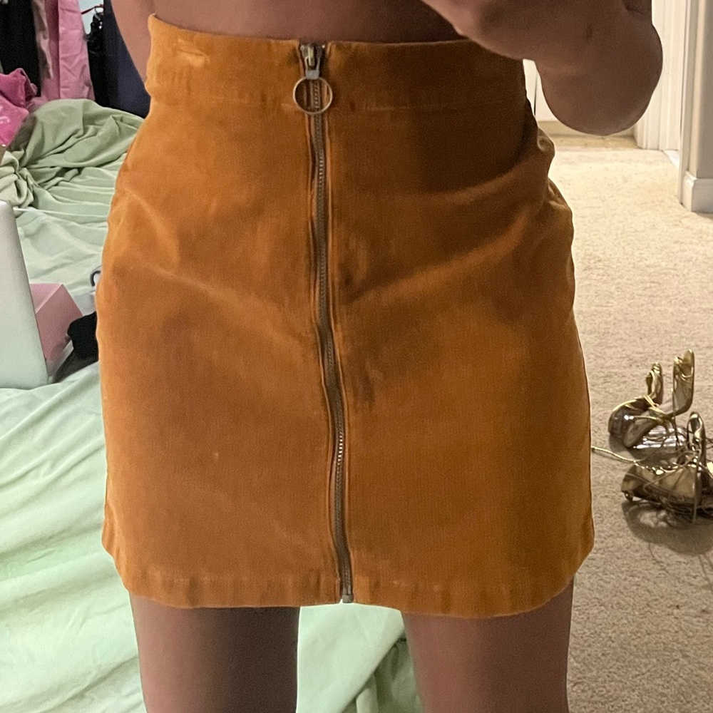 Corduroy feel- camel mini skirt